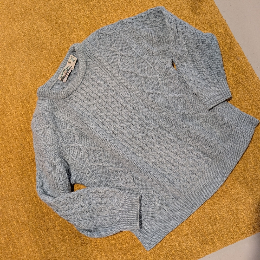 Slate Blue 100% Wool Irish Knit Sweater